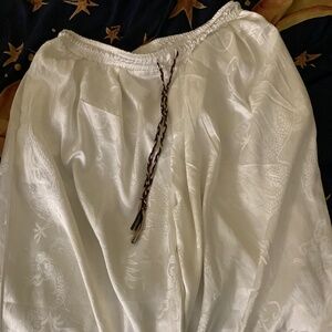 White Silk Dragon Harem Pants 5XL